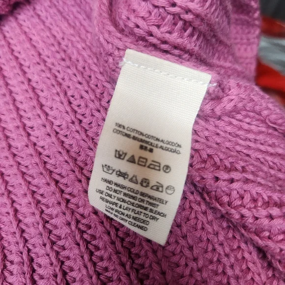 Free People Sweater Damsel Bell Sleeve Knit Rose Pink Boho Large V Neck Pullover - Picture 5 of 5